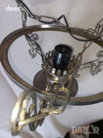 Красив метален , белгийски абажур, снимка 3 - Полилеи - 43436945