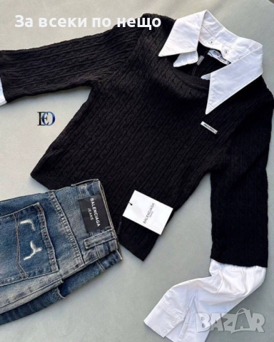 Дамска Блуза С Къс Ръкав Плетиво - 2 Налични Цвята Код SK11, снимка 4 - Тениски - 52461781