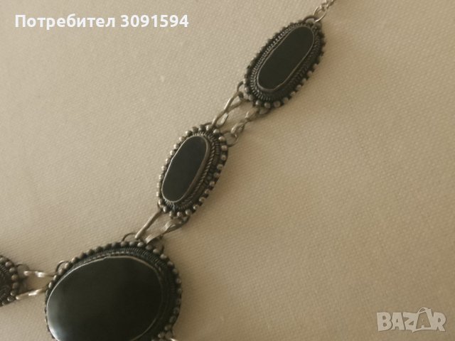 Възрожденско колие с ШЛИФОВАН ЧЕРЕН ахат, снимка 3 - Антикварни и старинни предмети - 43625694