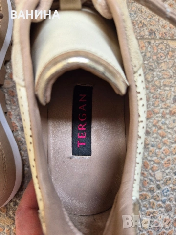 TERGAN ДАМСКИ СНИКЪРСИ С МОДЕРНА ВИЗИЯ В БЕЖОВ ЦВЯТ И ЗЛАТЕН БЛЯСЪК, снимка 11 - Маратонки - 53603061