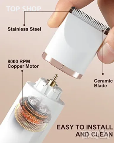 Нова Електрическа дамска самобръсначка Тример безболезнено обезкосмяване, снимка 6 - Електрически самобръсначки - 49321366