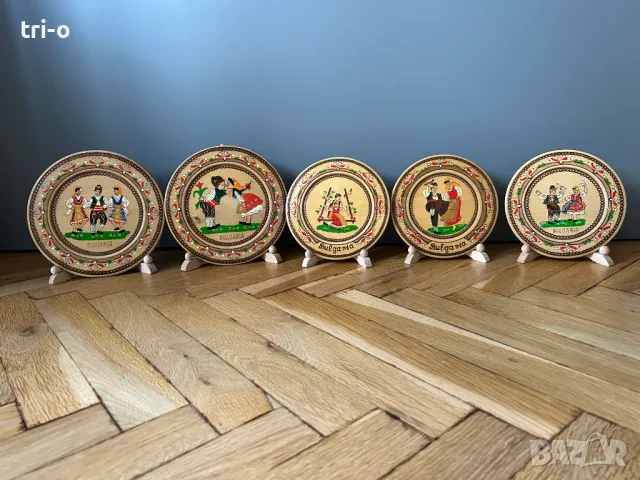 Декоративни дървени чинии пирография и рисунка на стойка