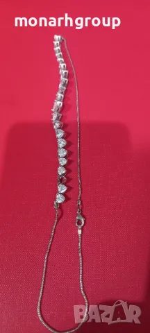 Сребърна верижка/липсва 1 камъче, снимка 4 - Колиета, медальони, синджири - 47541379