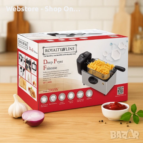 Електрически фритюрник Royalty Line RL-EFT2000, 3 литра, 2000W, снимка 3 - Фритюрници - 53592092