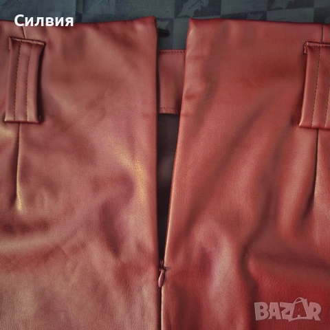 Червена дълга кожена права пола тип "молив" "Body Flirt" XL-XXL размер, снимка 5 - Поли - 52409918