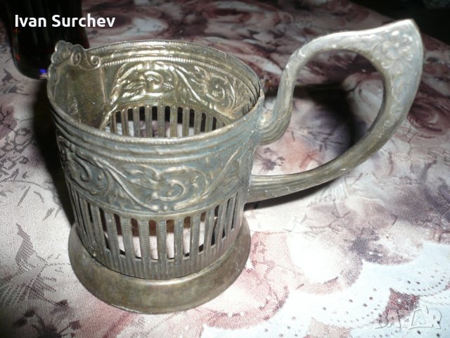 сребърна поставка за 4аша, снимка 2 - Антикварни и старинни предмети - 37162945
