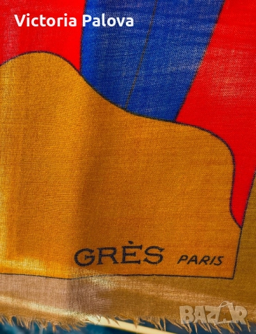 Колекционерски vintage шал GRÈS PARIS -рядък колекционерски екземпляр, снимка 7 - Шалове - 52043882