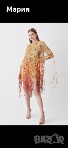 Рокля Karen Millen с мъниста, камъни, пайети, снимка 5 - Рокли - 43383356