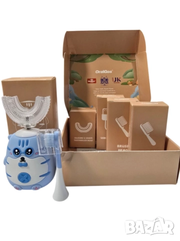 Детска розова електрическа 2 в 1 четка за зъби , 360 градусова U образна четка за зъби за момиче, снимка 5 - Други - 52035414