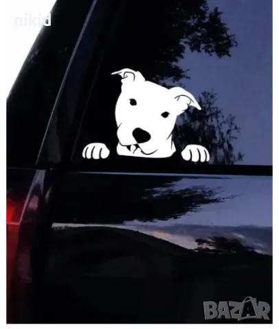 3D стикер Куче бял Питбул лепенка за автомобил кола Авто стикер
