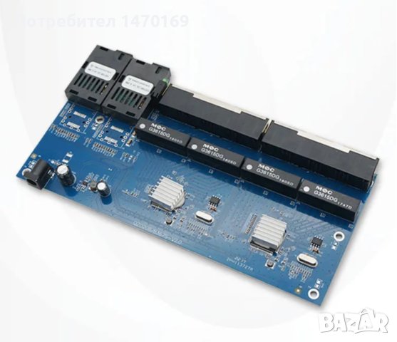 Gigabit Fiber Optic Switch Board 8x RJ45 10/100/1000M и 2х SC Fiber BIDI 1000M, снимка 3 - Суичове - 43500560