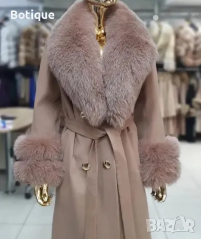 дамско палто от Кашмир и естествен косъм 