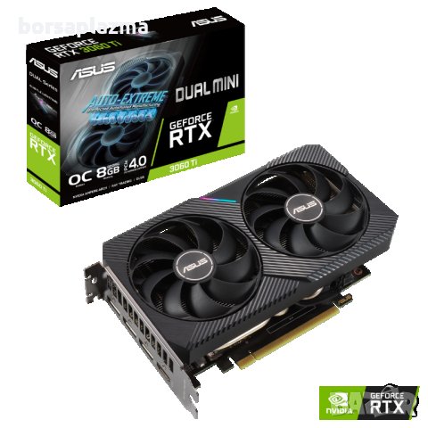 ASUS Dual GeForce RTX 3060 Ti Mini, DUAL-RTX3060TI-8G-MINI, снимка 1 - Видеокарти - 32906341