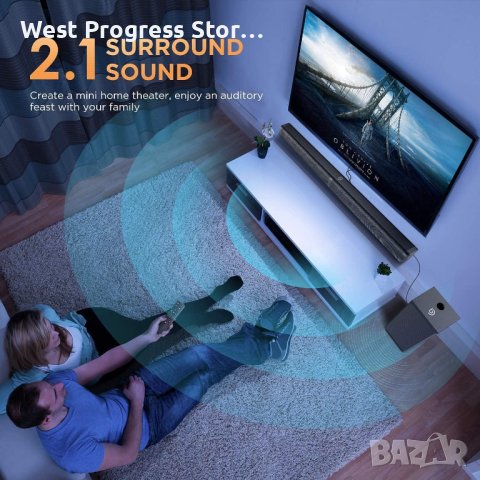 ЗИМНА РАЗПРОДАЖБА! POWBUZZ BOMAKER Tech Sound Bar 2.1 канала за TV, снимка 2 - Аудиосистеми - 43225644