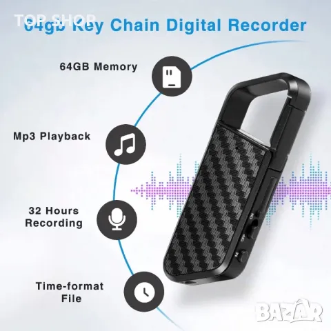 LIMENAMICS 64GB Смарт устройство за запис на глас/USB акумулаторен диктофон с MP3 плейър, снимка 6 - MP3 и MP4 плеъри - 49308648