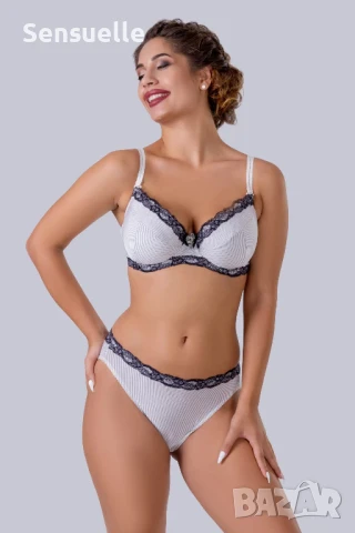 Елегантен повдигащ сутиен в сиво с черна дантела VP001, снимка 1