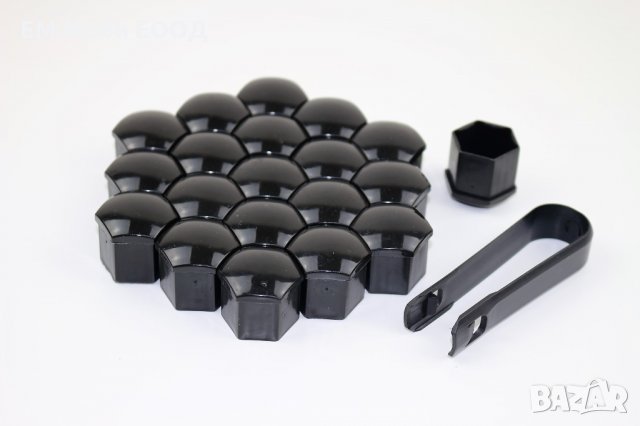 Капачки за болтове на джанти черни/хром 17мм и 19мм Универсални Комплект 20бр., снимка 14 - Аксесоари и консумативи - 32269253