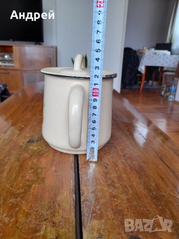 Стар емайлиран чайник #57, снимка 4 - Антикварни и старинни предмети - 43779360