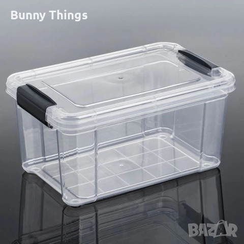 Пластмасова кутия за съхранение прозрачна с капак и дръжки 9 л, снимка 2 - Други стоки за дома - 53417637