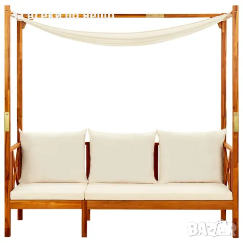 Градинска пейка със сенник и табуретки за крака, акация масив Код P509, снимка 7 - Градински мебели, декорация  - 50279185