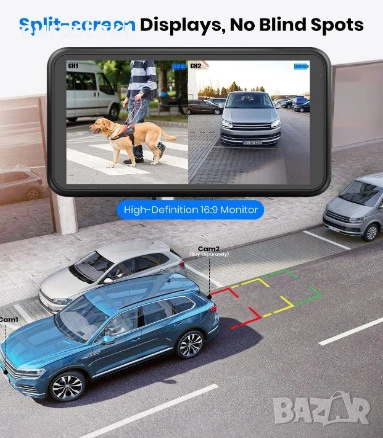 AUTO-VOX комплект соларна камера за заден ход с монитор, 5" 1080P монитор, 5000mAh батерия, снимка 2 - Аксесоари и консумативи - 51290856