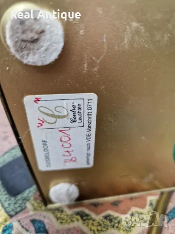 Уникална рядка антикварна немска дизайнерска настолна лампа от масивен месинг и кристал , снимка 10 - Настолни лампи - 48418130