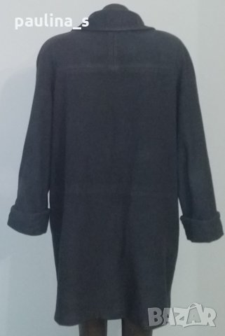Луксозно вълнено палто в цвят Петрол "Three luster"® / голям размер , снимка 4 - Палта, манта - 26879606