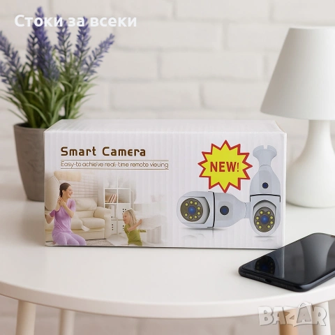 WiFi двойна IP камера за фасунга – Full HD 1080P, 355° въртене, нощно виждане и двупосочно аудио, снимка 2 - IP камери - 53258116