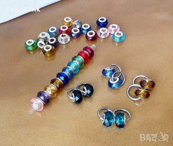 Обеци от неръждаема стомана и кристални мъниста, снимка 2 - Обеци - 38100109