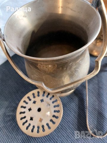 Съд за лед със щипка и бонбониера от месинг, снимка 7 - Антикварни и старинни предмети - 40204650