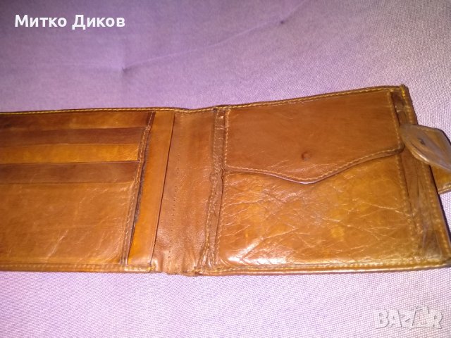 Портфейл Бос естествена кожа кафяв 125х100мм вътрешен цип, снимка 3 - Портфейли, портмонета - 37518135