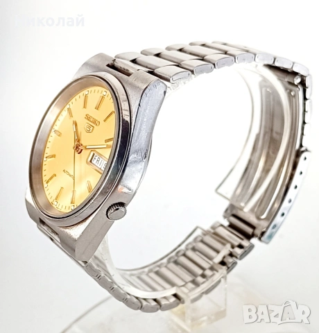 Seiko 5 Сейко 5 - самонавиващ се часовник, запазен, профилактиран, снимка 4 - Мъжки - 53039496