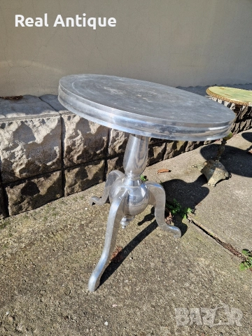 Чудесна антикварна алуминиева градинска масичка , снимка 4 - Градински мебели, декорация  - 52804024