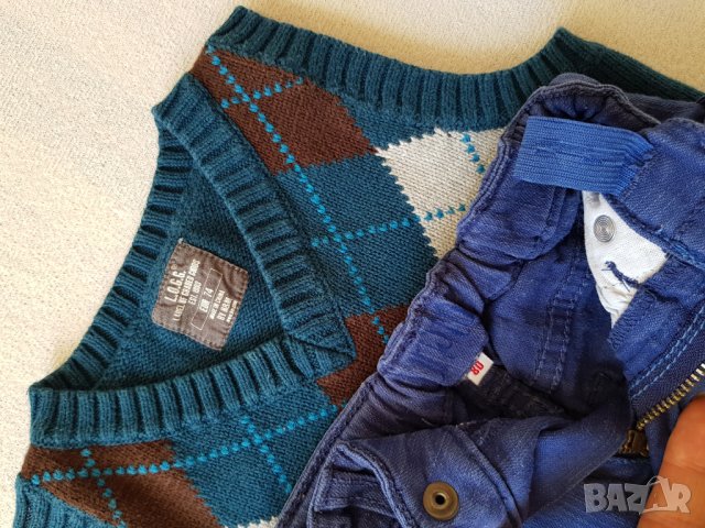 Дънки и пуловер 9-12 месеца, снимка 2 - Бебешки дънки - 28364447
