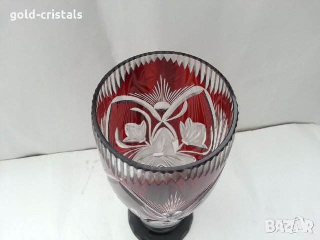 Кристална ваза цветен червен кристал, снимка 4 - Антикварни и старинни предмети - 33422563