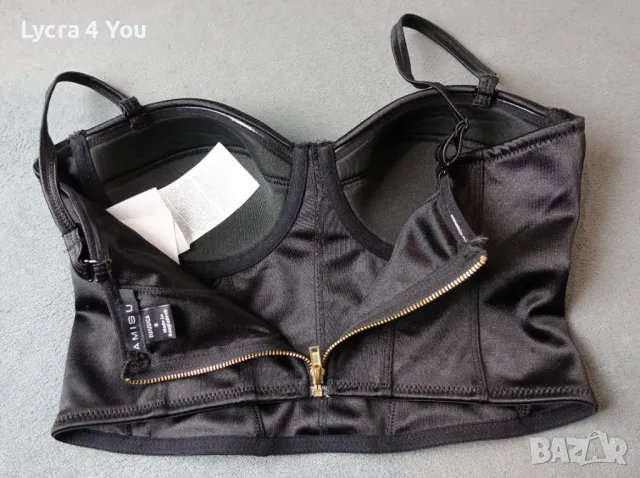 Amisu XS/S сатенено късо бюстие/топ, снимка 5 - Корсети, бюстиета, топове - 47740910