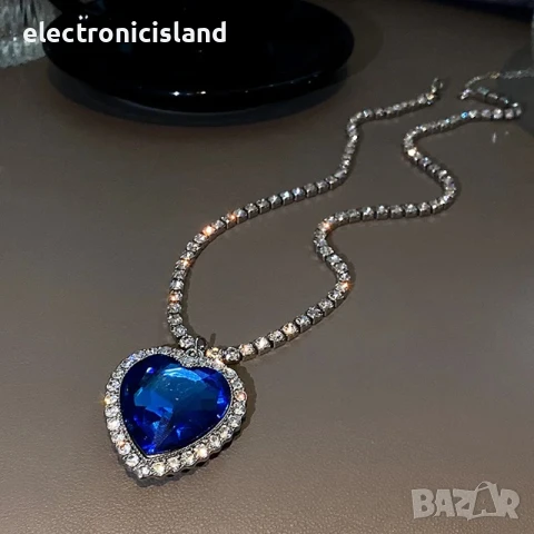 Изящно и модно колие Heart of Ocean, сърцето на океана, Aвстрийски кристал, снимка 6 - Колиета, медальони, синджири - 41004870