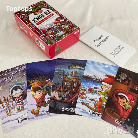 Коледни таро карти - X'mas Elf Red Edition Tarot и Green Edition 7х12см, книжка, снимка 6 - Карти за игра - 43392648