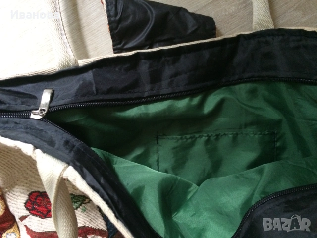 Голяма платняна чанта със совички., снимка 4 - Чанти - 53605387