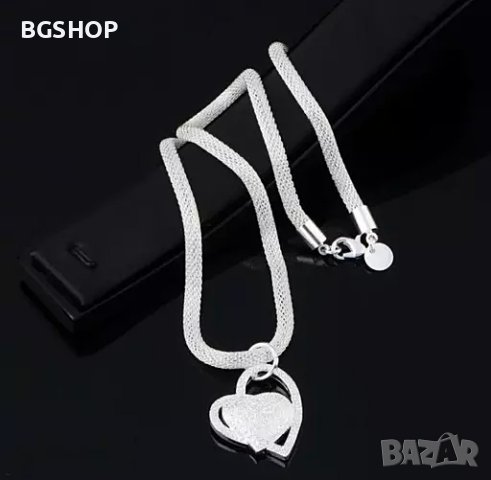 Сребърна верижка и колие сърце, снимка 3 - Колиета, медальони, синджири - 44051567