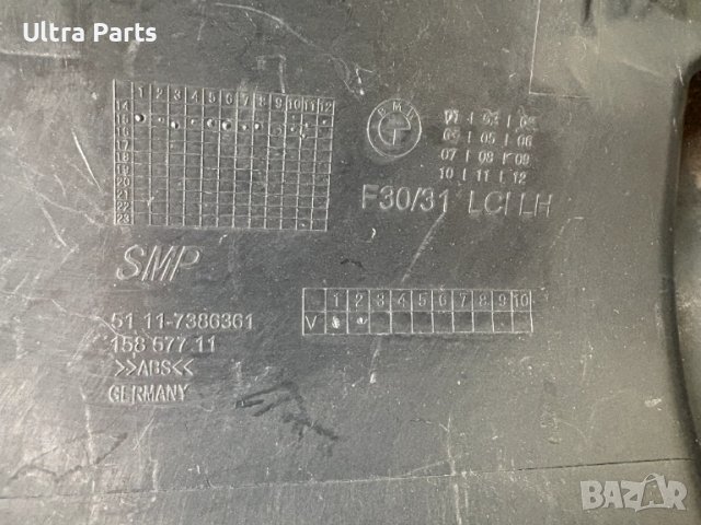 Оригинален водач на предна броня/ основа халоген  за BMW F30 LCI 7386361, снимка 5 - Части - 50481403