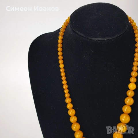 Стар гердан колие бакелит фатуран кехлибарен цвят  #6178, снимка 3 - Антикварни и старинни предмети - 51531504