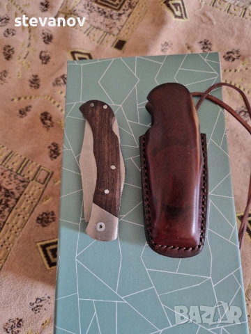 Сгъваем нож ножка със калъв от естестведна кожа, снимка 2 - Ножове - 53061080