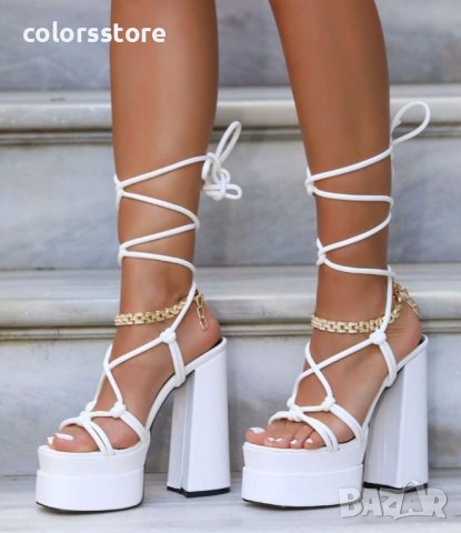 Сандали на ток - бяла кожа - FM25, снимка 3 - Сандали - 39946024