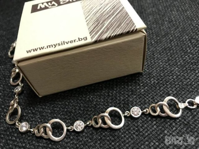 Сребърна гривна с бял циркон от "My Silver", снимка 2 - Гривни - 36703242