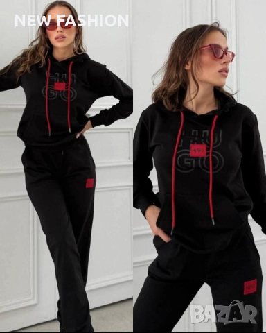 Дамски Памучен Комплект - лого Гумирано ✨ Hugo BOSS , снимка 2 - Спортни екипи - 52225322