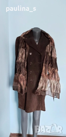 ВИНТИДЖ! Два броя / Дамски френски блейзър, манто / преходно палто / от естествен велур "Pauw", снимка 2 - Палта, манта - 53200363
