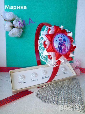 Детски Аксесоари за коса с панделка КАЛИНКАТА  и ЧЕРНИЯ КОТАРАК!, снимка 2 - Шноли, диадеми, ленти - 28743446