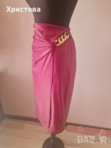 Нова с етикет! Пола сатен с миди дължина - 25,00лв., снимка 4 - Поли - 49510271