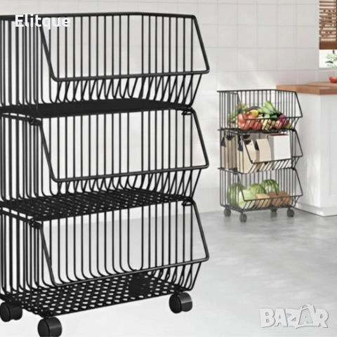 Практичен стелаж на колелца с 3 нива - компактно решение за кухня, антре и детска стая, снимка 7 - Други стоки за дома - 52919474
